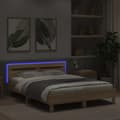 Miniatyrbillede 5 af 11: The Living Store sengeramme med sengegavl og LED-lys 140x200 cm sonoma-eg -  Senge & sengeramme