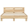 Miniatyrbillede 8 af 11: The Living Store sengeramme med sengegavl og LED-lys 140x200 cm sonoma-eg -  Senge & sengeramme