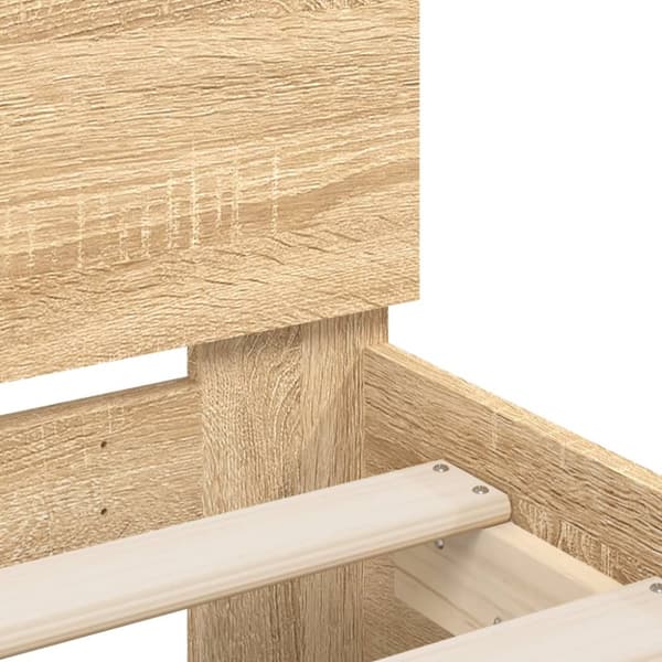 The Living Store sengeramme med sengegavl og LED-lys 140x200 cm sonoma-eg - Senge & sengeramme