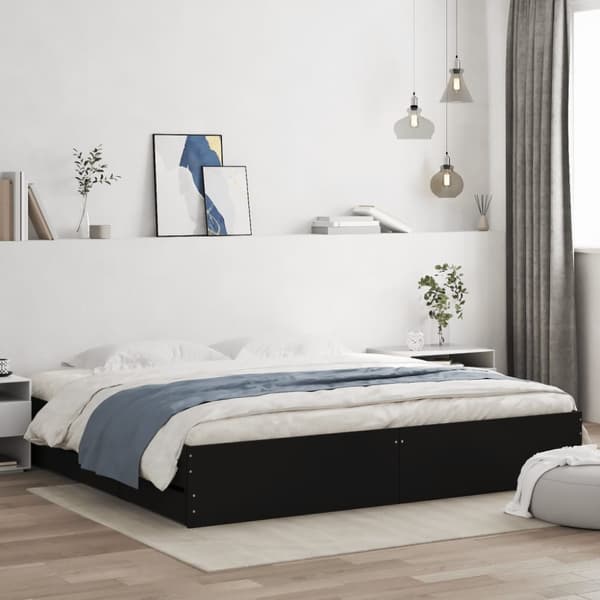 The Living Store sengeramme med skuffer 180x200 cm konstrueret træ sort - Senge & sengeramme