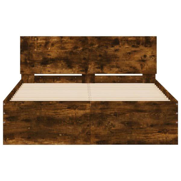 The Living Store sengeramme med sengegavl 120x190 cm røget egetræsfarve -  Senge & sengeramme