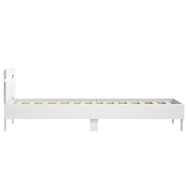 The Living Store Sängynrunko päädyllä ja LED-valoilla valkoinen 90x200 cm -  Sängyt & sängynrungot