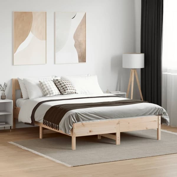 The Living Store sengeramme med sengegavl 140x200 cm massivt fyrretræ hvid -  Senge & sengeramme