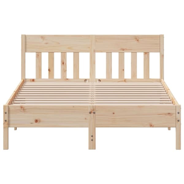 The Living Store sengeramme med sengegavl 140x200 cm massivt fyrretræ hvid -  Senge & sengeramme