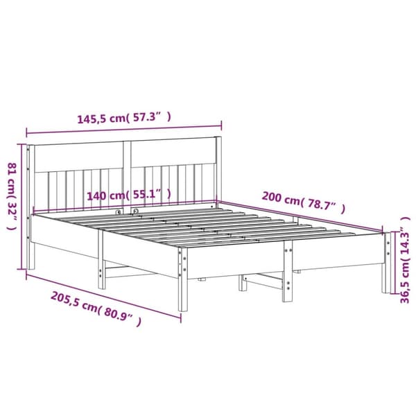 The Living Store sengeramme med sengegavl 140x200 cm massivt fyrretræ hvid -  Senge & sengeramme
