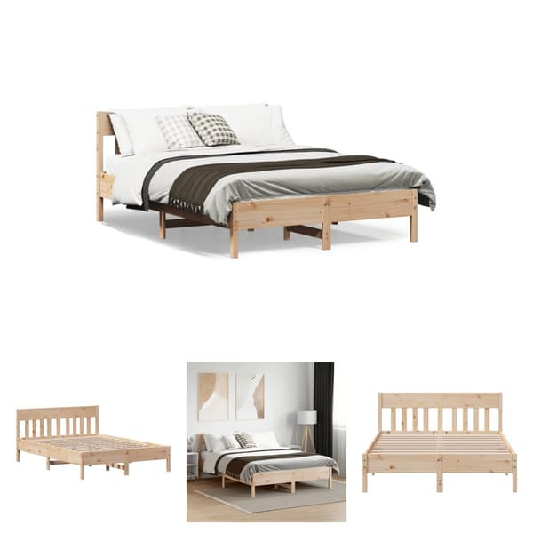 The Living Store sengeramme med sengegavl 140x200 cm massivt fyrretræ hvid -  Senge & sengeramme