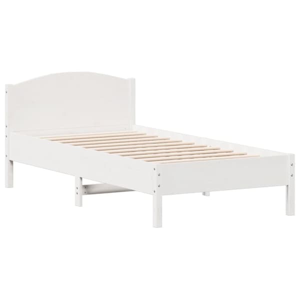 The Living Store sengeramme med sengegavl 75x190 cm massivt fyrretræ hvid -  Senge & sengeramme