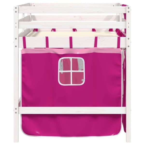 The Living Store Loftsäng med rutschkana rosa 80x200 cm massiv furu - Sängar & sängramar
