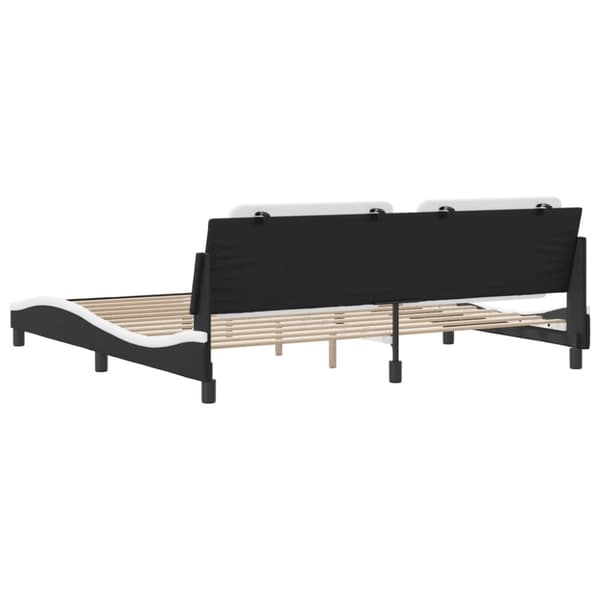 The Living Store sengeramme med sengegavl 200x200 cm kunstlæder sort og hvid -  Senge & sengeramme