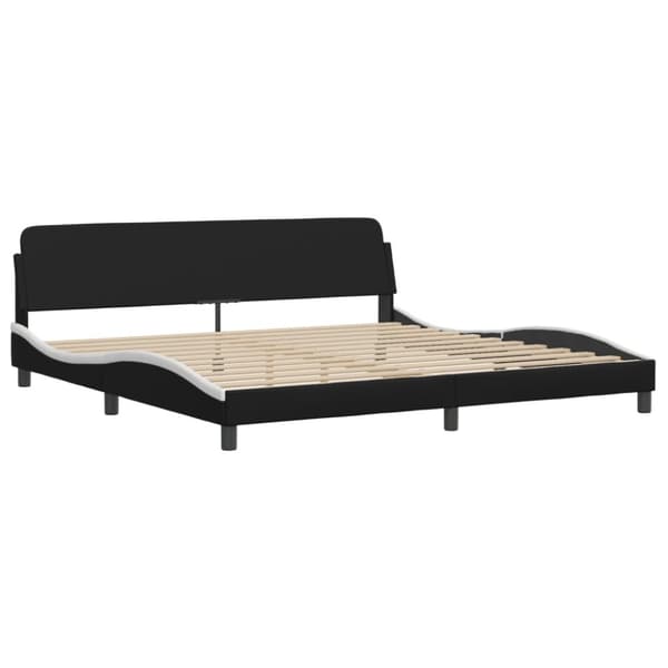 The Living Store sengeramme med sengegavl 200x200 cm kunstlæder sort og hvid -  Senge & sengeramme