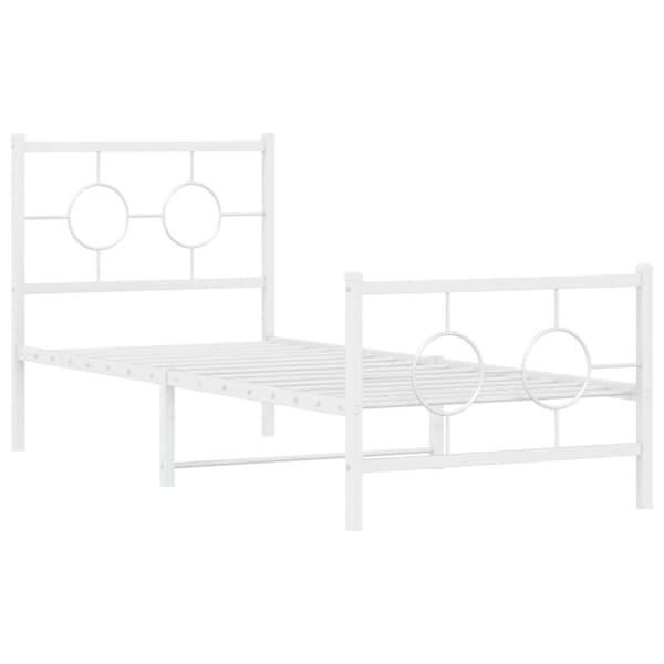 The Living Store sengeramme med sengegavl og fodgærde 80x200 cm metal hvid - Senge & sengeramme