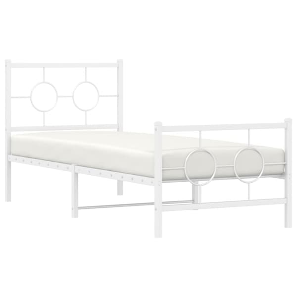 The Living Store sengeramme med sengegavl og fodgærde 80x200 cm metal hvid - Senge & sengeramme