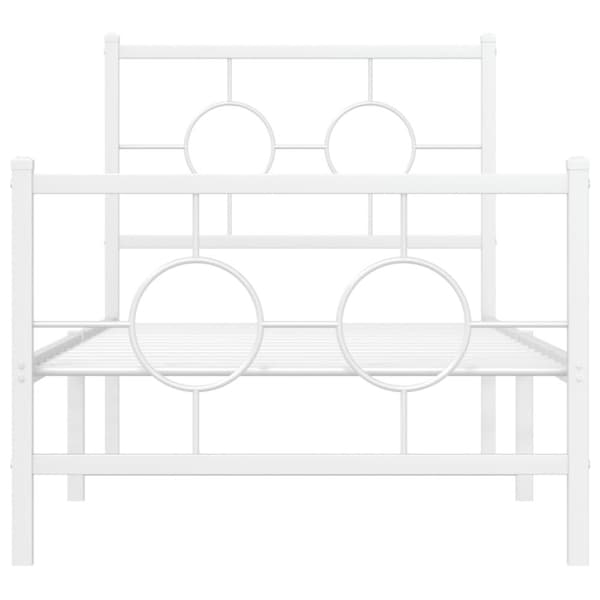 The Living Store sengeramme med sengegavl og fodgærde 80x200 cm metal hvid - Senge & sengeramme