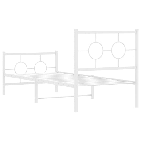 The Living Store sengeramme med sengegavl og fodgærde 80x200 cm metal hvid - Senge & sengeramme