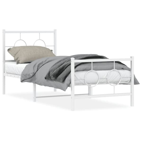 The Living Store sengeramme med sengegavl og fodgærde 80x200 cm metal hvid -  Senge & sengeramme