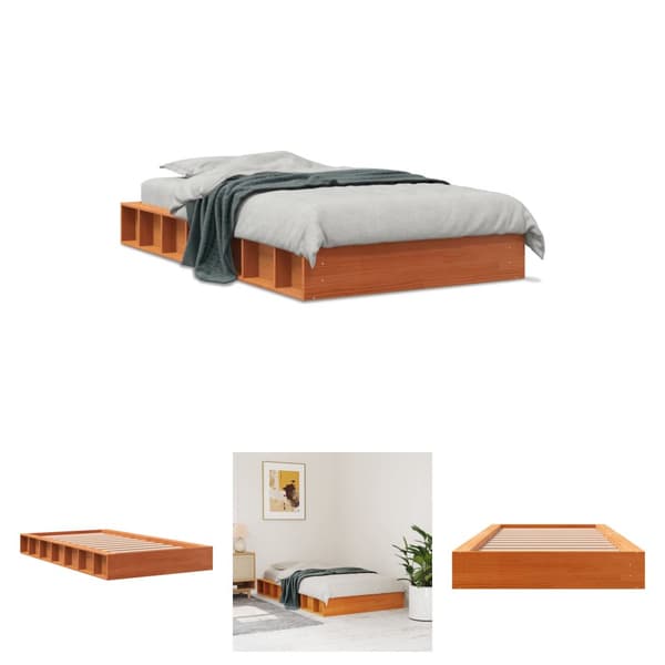 The Living Store sengeramme 75x190 cm massivt fyrretræ gyldenbrun -  Senge & sengeramme