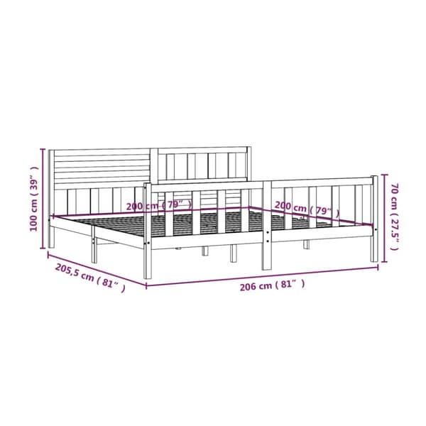 Senge & sengeramme - Living sengeramme 200x200 cm massivt træ sort
