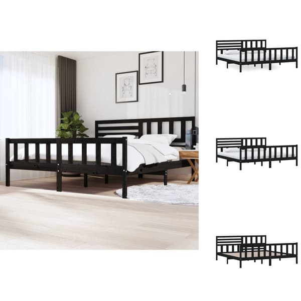 Senge & sengeramme - Living sengeramme 200x200 cm massivt træ sort