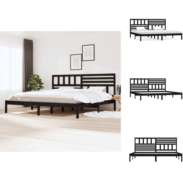 Senge & sengeramme - Living sengeramme 200x200 cm massivt fyrretræ sort