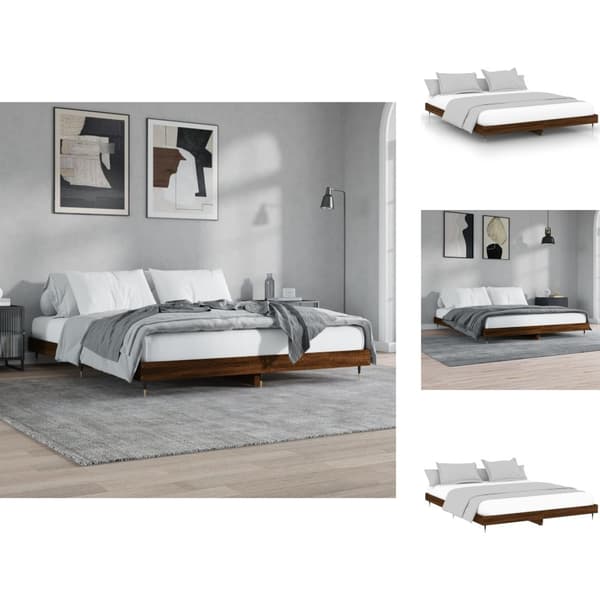 Senge & sengeramme - Living sengeramme 200x200 cm konstrueret træ brun eg