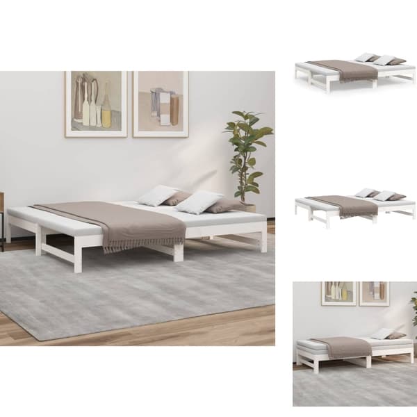 Senge & sengeramme - Living daybed med udtræk 2x(75x190) cm massivt fyrretræ hvid