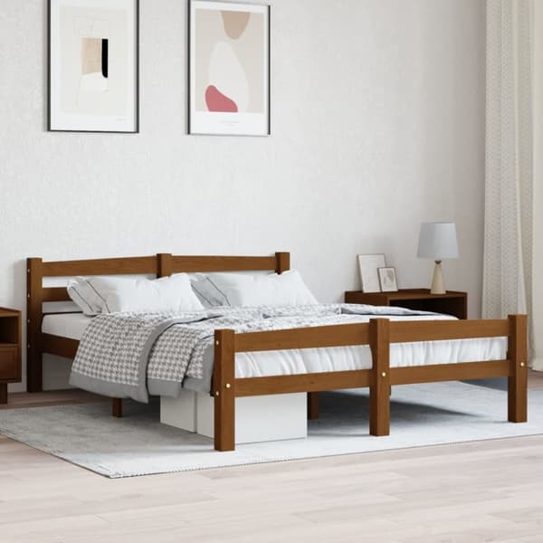 Senge & sengeramme - Living sengestel 120x200 cm massivt fyrretræ gyldenbrun