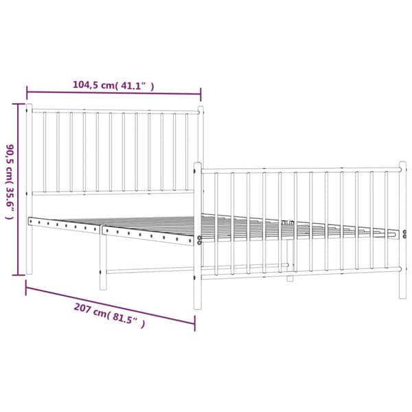 Senge & sengeramme - Living sengeramme med sengegavl og fodgærde 100x200 cm metal sort