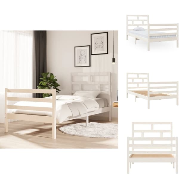 Sängar & sängramar - Living Sängram vit massiv furu 90x200 cm enkelsäng