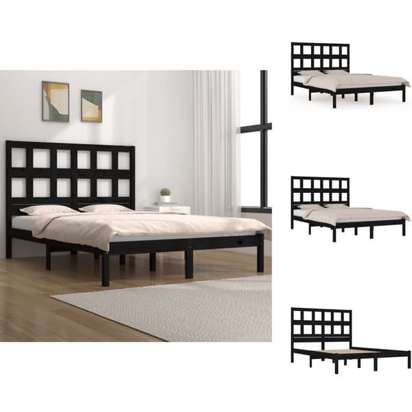 Senge & sengeramme - Living sengeramme 140x190 cm massivt fyrretræ sort