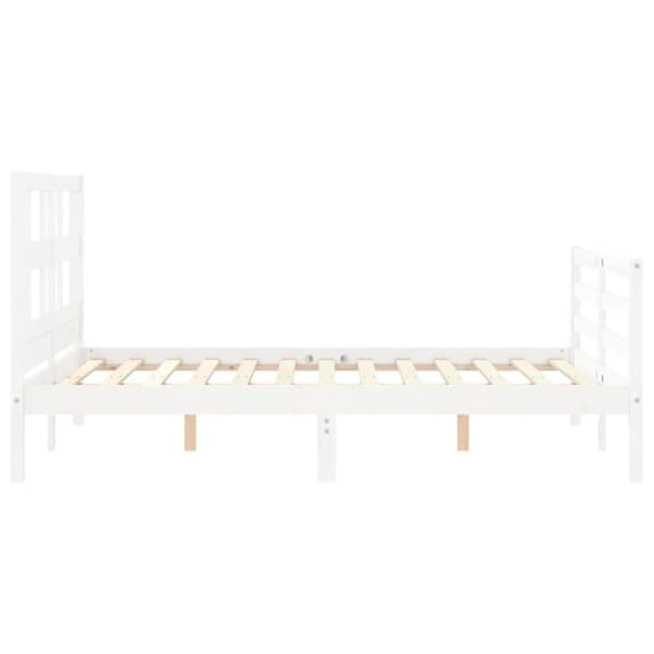 Senge & sengeramme - Living sengeramme med sengegavl 140x200 cm massivt træ hvid