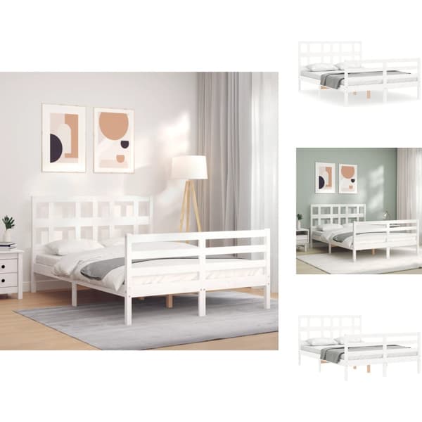 Senge & sengeramme - Living sengeramme med sengegavl 140x200 cm massivt træ hvid