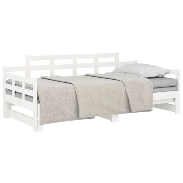 Senge & sengeramme - Living daybed med udtræk 2x(80x200) cm massivt fyrretræ hvid