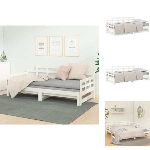 Senge & sengeramme - Living daybed med udtræk 2x(80x200) cm massivt fyrretræ hvid