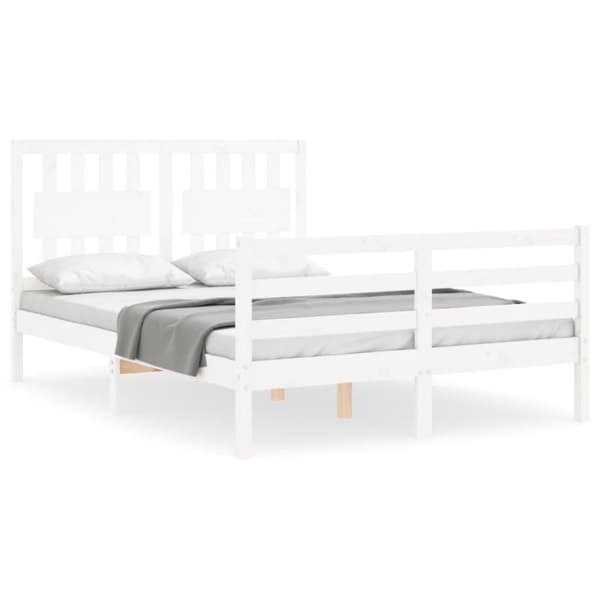 Sängar & sängramar - Living Sängram med huvudgavel vit 140x190 cm massivt trä