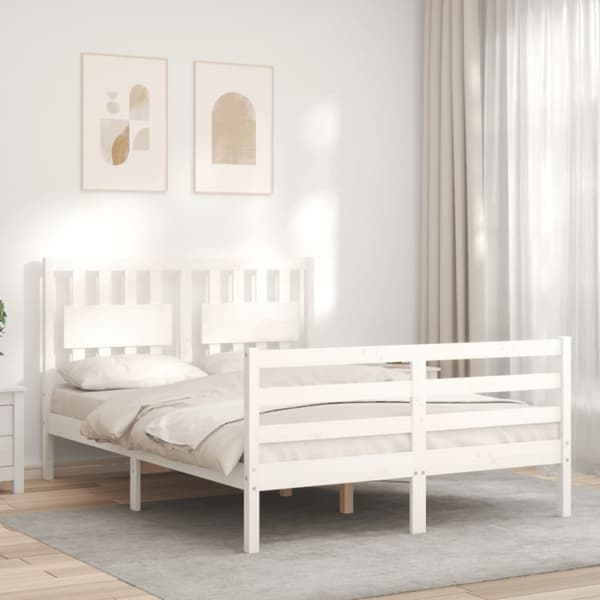 Sängar & sängramar - Living Sängram med huvudgavel vit 140x190 cm massivt trä