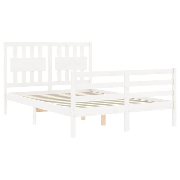 Sängar & sängramar - Living Sängram med huvudgavel vit 140x190 cm massivt trä