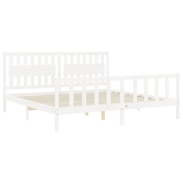 Senge & sengeramme - Living sengeramme med sengegavl 200x200 cm massivt træ hvid