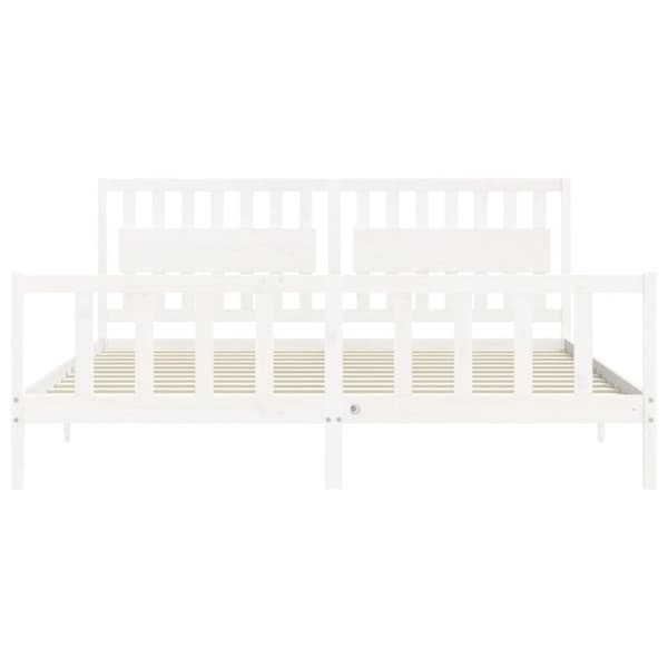 Senge & sengeramme - Living sengeramme med sengegavl 200x200 cm massivt træ hvid