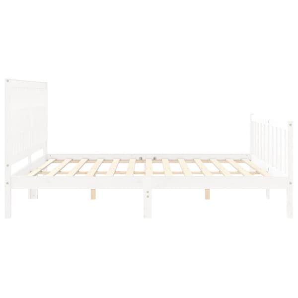 Senge & sengeramme - Living sengeramme med sengegavl 200x200 cm massivt træ hvid
