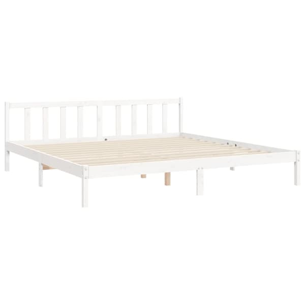 Senge & sengeramme - Living sengeramme med sengegavl 200x200 cm massivt træ hvid