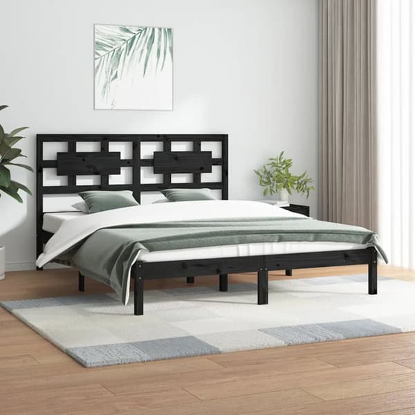 Senge & sengeramme - Living sengeramme 120x200 cm massivt fyrretræ sort