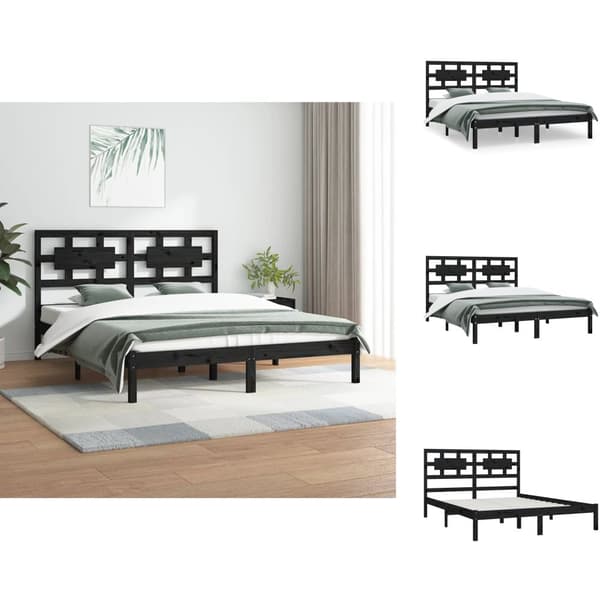Senge & sengeramme - Living sengeramme 120x200 cm massivt fyrretræ sort