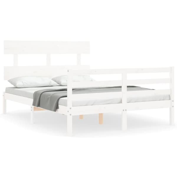 Senge & sengeramme - Living sengeramme med sengegavl Small Double massivt træ hvid