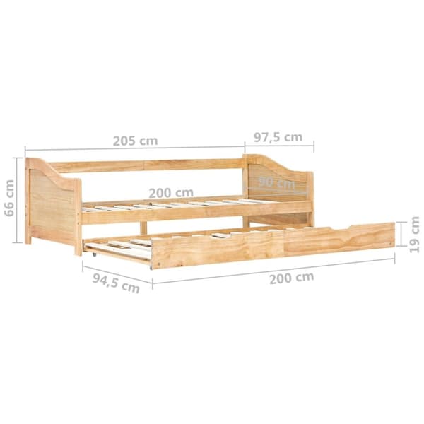 Senge & sengeramme - Living sengstel udtræksseng 90 x 200 cm fyrretræ