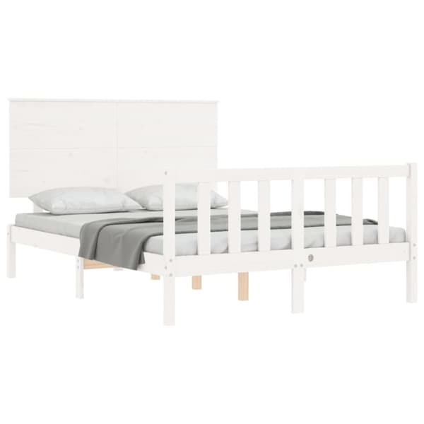 Senge & sengeramme - Living sengeramme med sengegavl Small Double massivt træ hvid