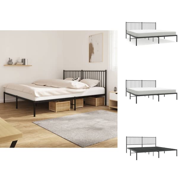 Senge & sengeramme - Living sengeramme med sengegavl 180x200 cm metal sort