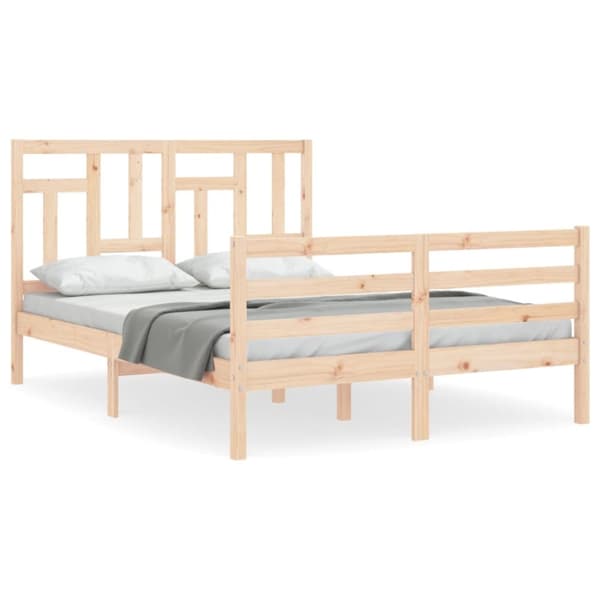 Senge & sengeramme - Living sengeramme med sengegavl 140x200 cm massivt træ hvid