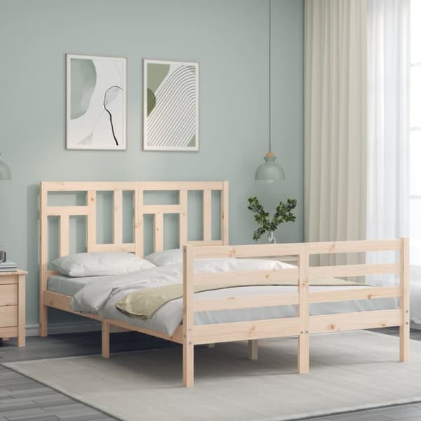 Senge & sengeramme - Living sengeramme med sengegavl 140x200 cm massivt træ hvid
