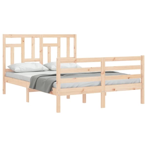 Senge & sengeramme - Living sengeramme med sengegavl 140x200 cm massivt træ hvid