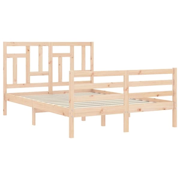 Senge & sengeramme - Living sengeramme med sengegavl 140x200 cm massivt træ hvid